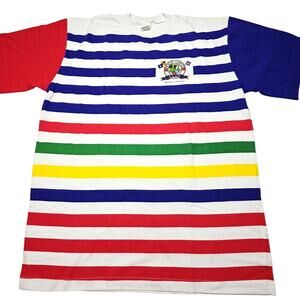Vintage Poco Loco Club Monterrey Mexico Striped Colorful T-shirt Men's Size XL